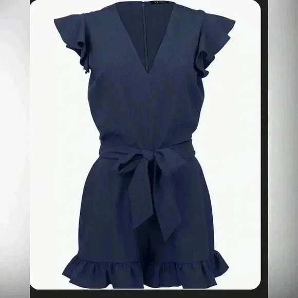 VENUS Pants - VENUS Navy Blue flare romper